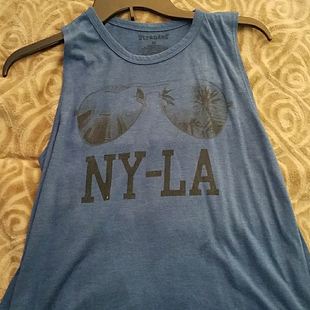 Dark blue light washed tank top